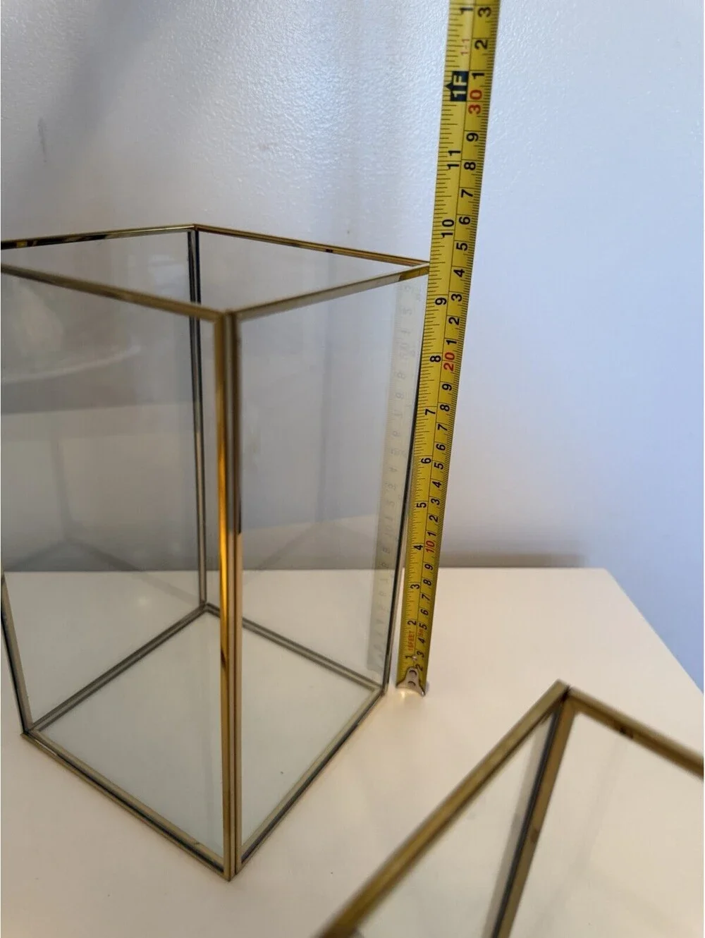 Hewory Hurricane Candle Holders - Set Of 3 - Glass With Gold Framing Home Decor